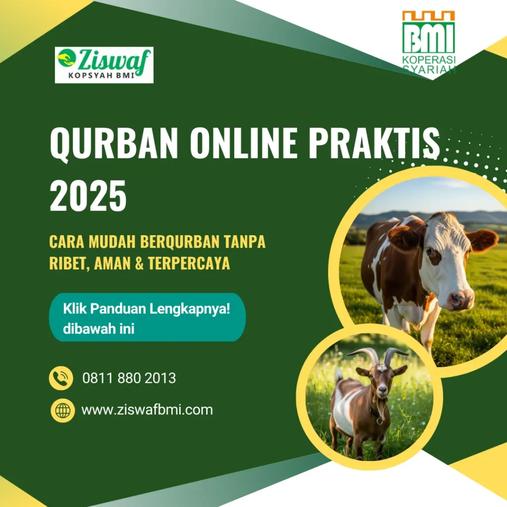 Qurban online praktis 2025, cara mudah dan aman berkurban melalui Ziswaf Kopsyah BMI dengan layanan terpercaya tanpa ribet.